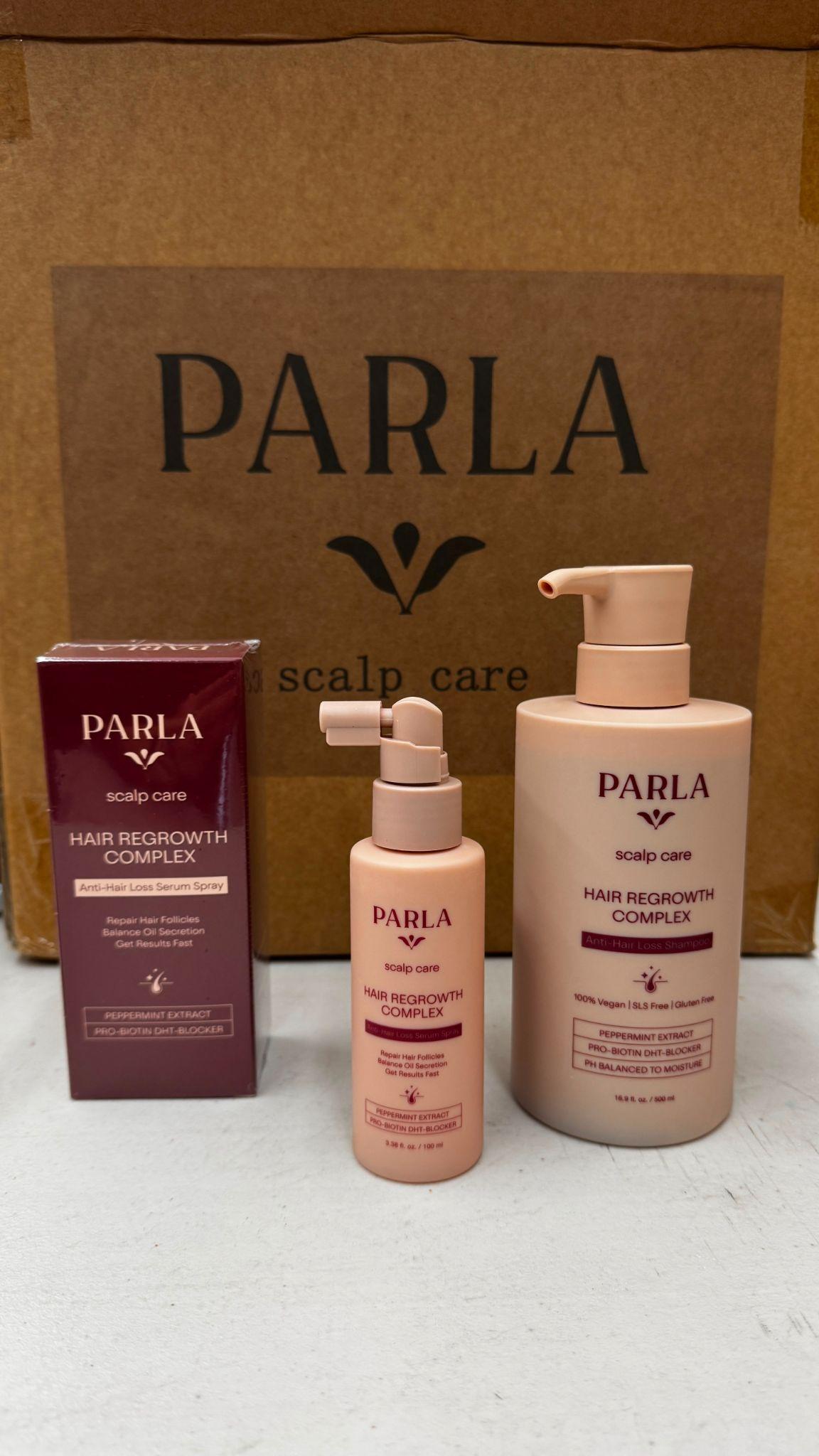 The two-step Parla Hair Regrowth Complex routine