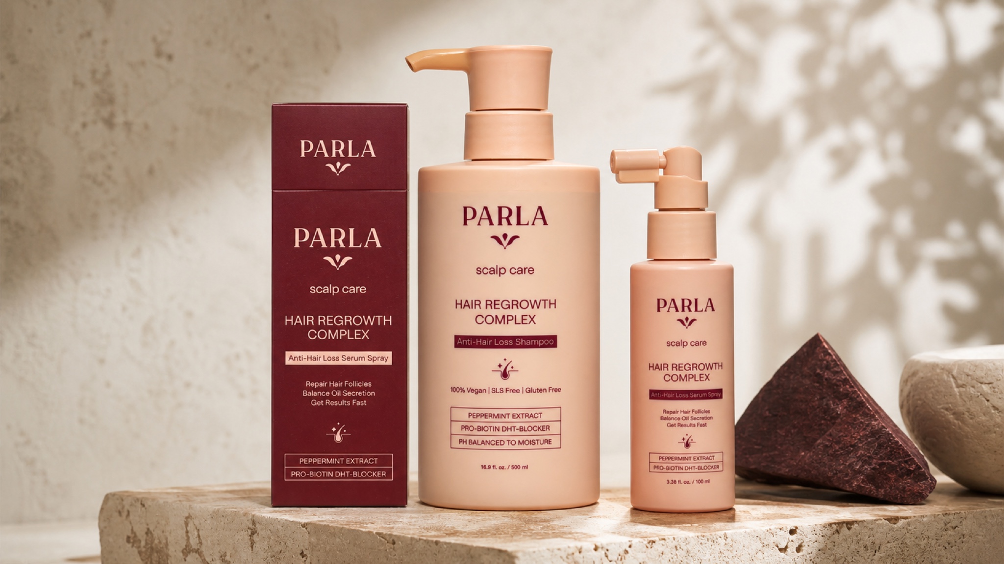 Parla Hair Regrowth Complex shampoo and serum